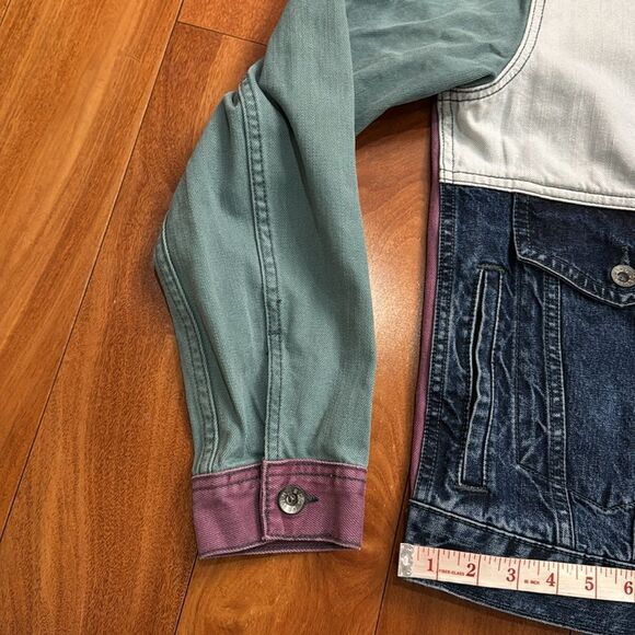 NWOT Urban Outfitters BDG Mens Color Block Denim Trucker Jacket Multicolor Sz M - Picture 7 of 12